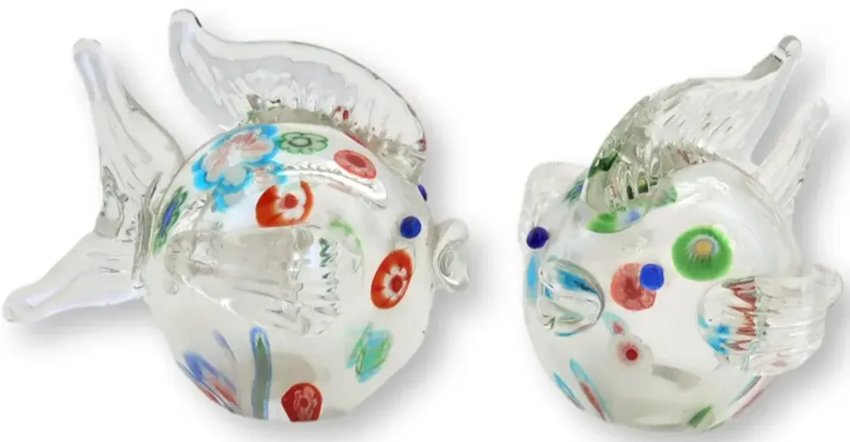 Whimsical Italian Murano Glass Fish - Pr.