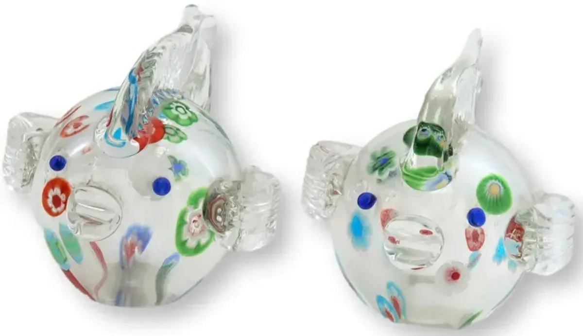 Whimsical Italian Murano Glass Fish - Pr.