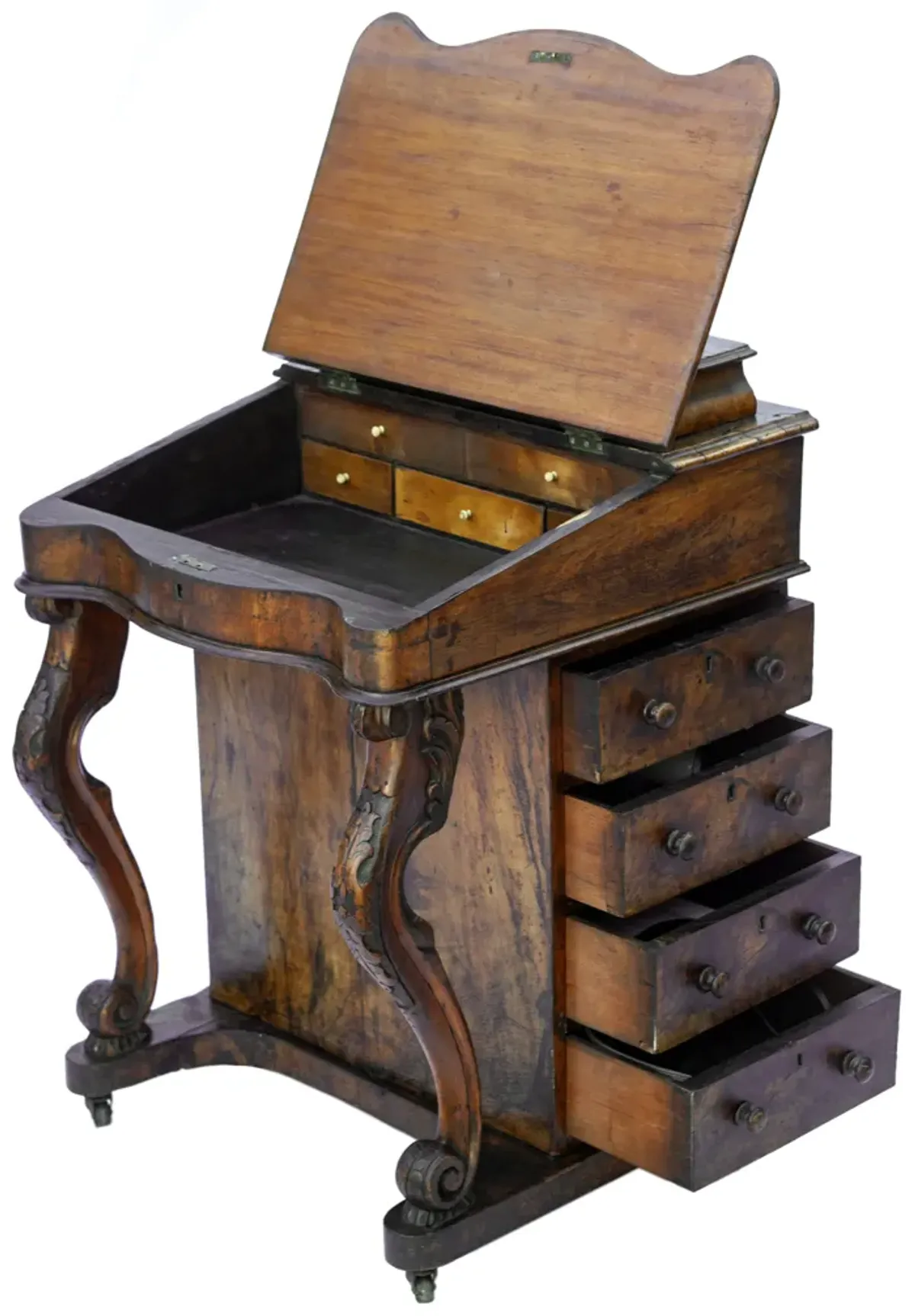 European Antique Walnut Davenport Desk - Fleur de Lex Antiques