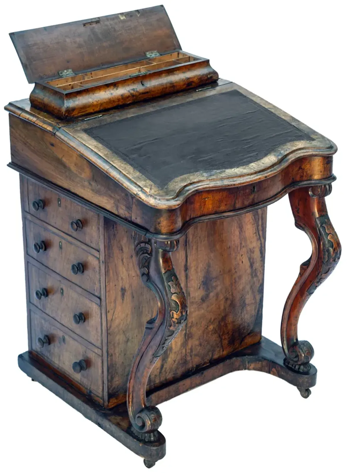 European Antique Walnut Davenport Desk - Fleur de Lex Antiques
