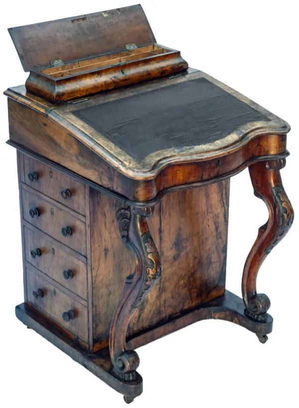 European Antique Walnut Davenport Desk - Fleur de Lex Antiques