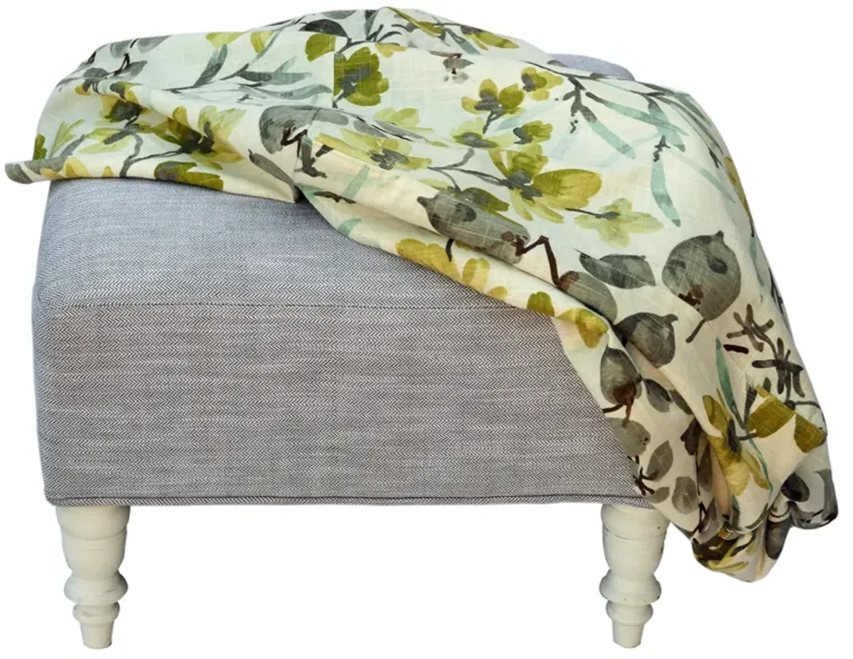 Square Linen Ottoman/Linen Slipcover - Fleur de Lex Antiques