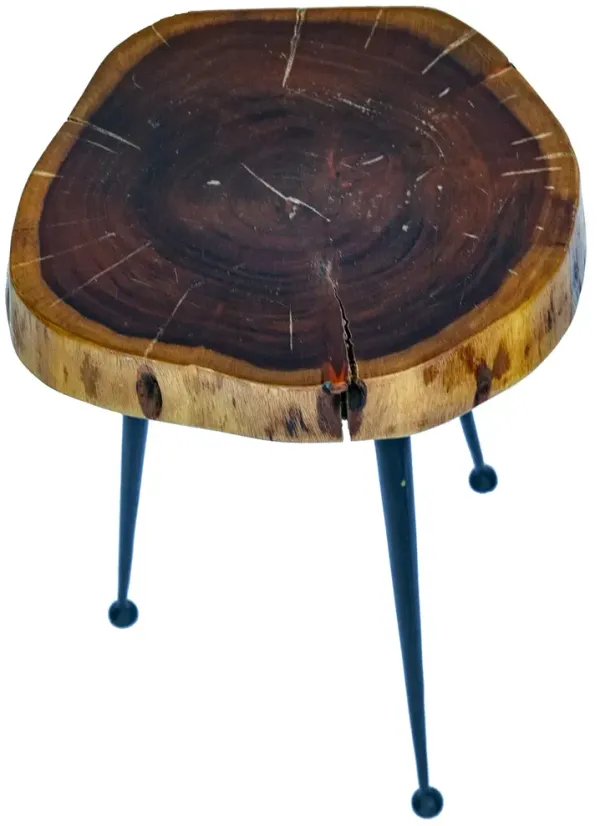 Atomic Age 3 Legged Table/ Rustic Top - Fleur de Lex Antiques