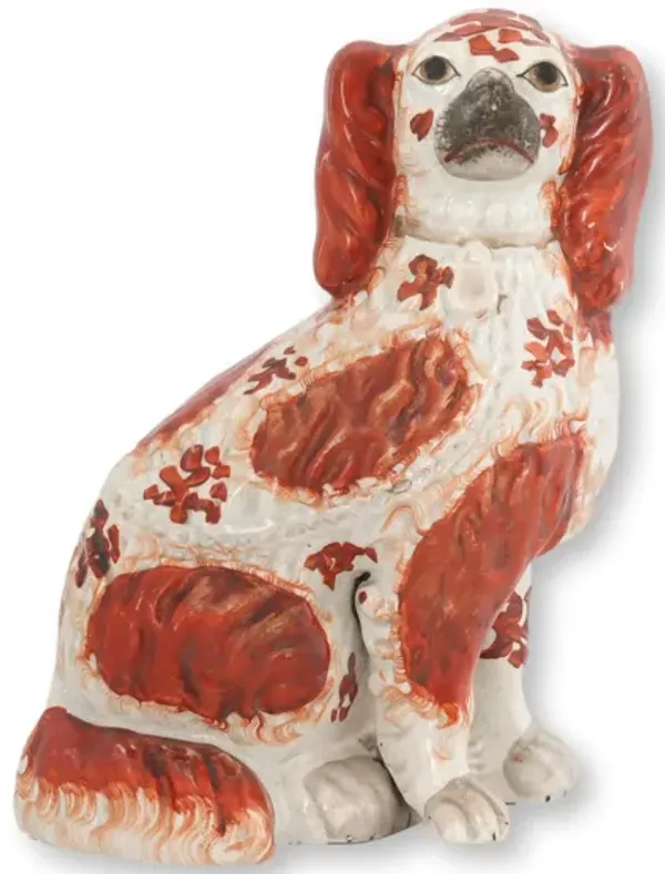 Antique Staffordshire Dog/Spaniel - Rose Victoria - Red
