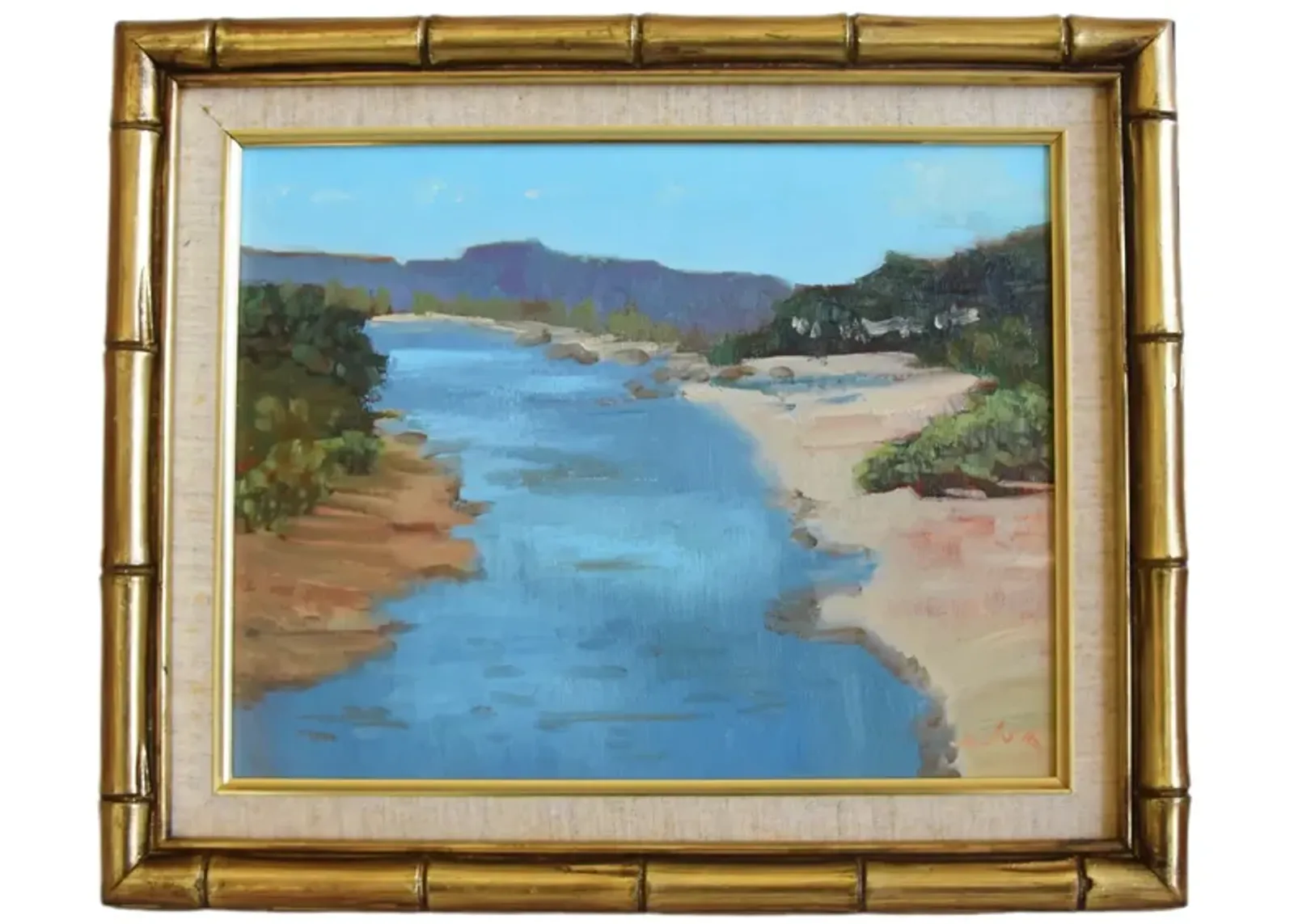 River & Mountains Landscape Oil Painting