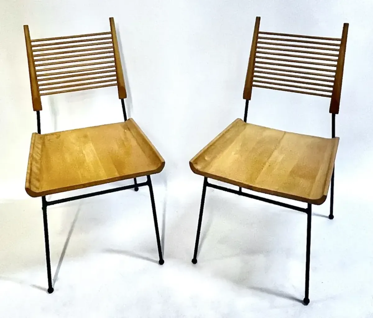 MCM Paul McCobb Maple/Iron Shovel Chairs