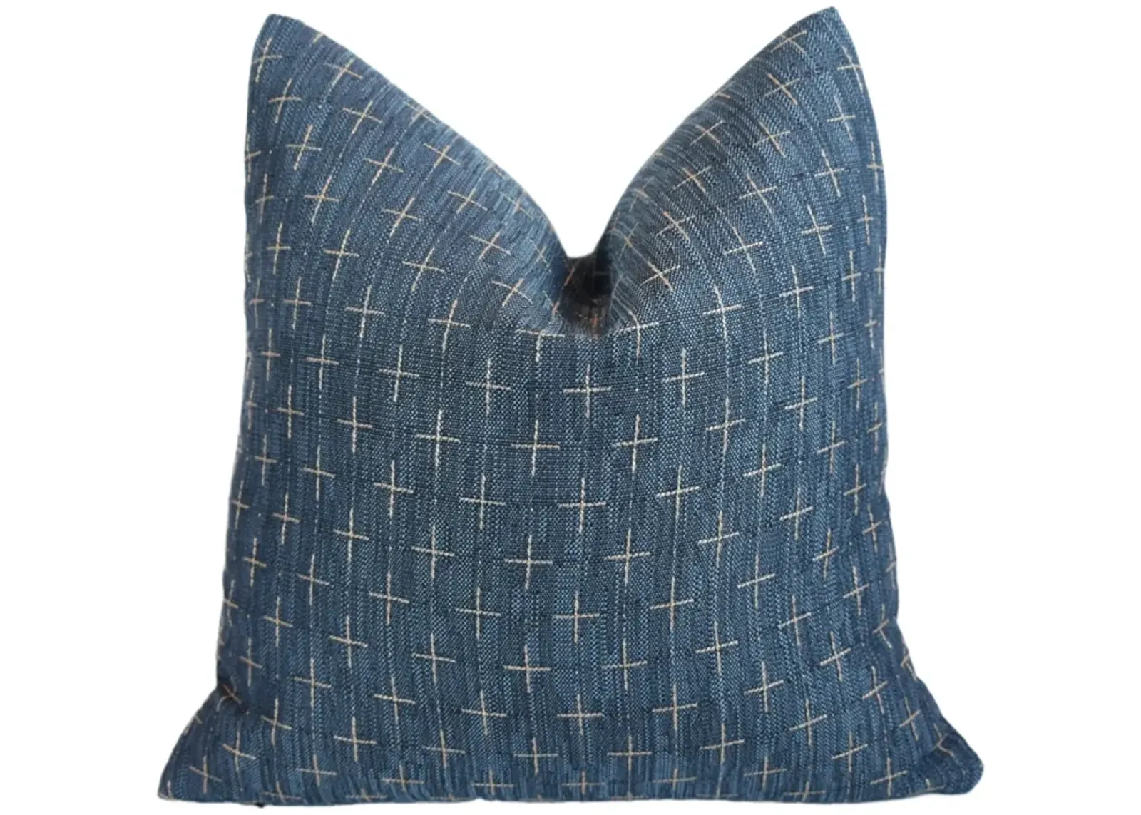 Contemporary Blue & Gold Linen Pillow