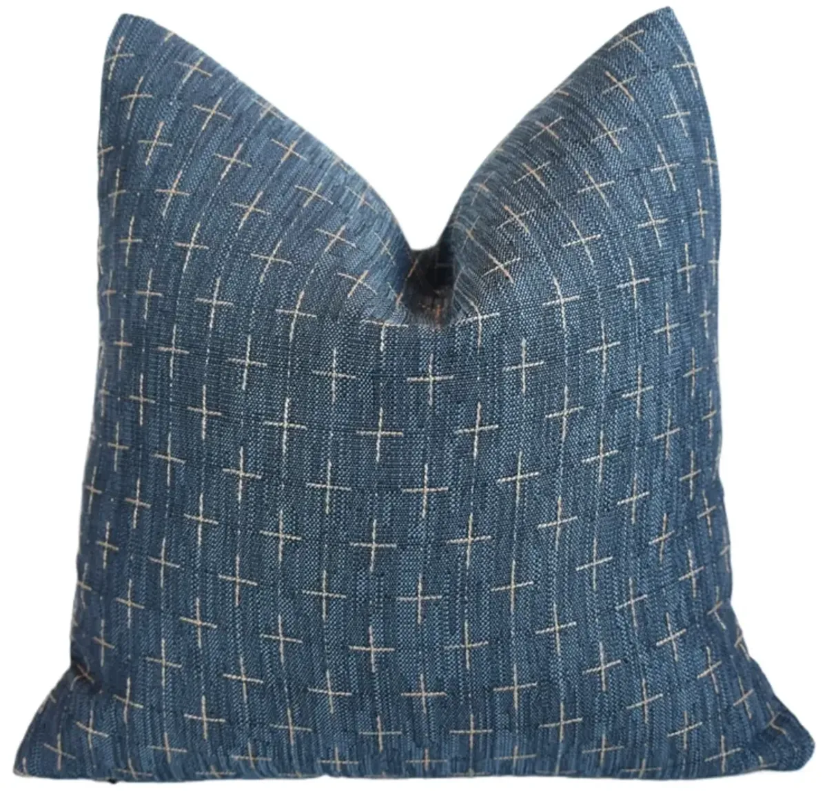 Contemporary Blue & Gold Linen Pillow