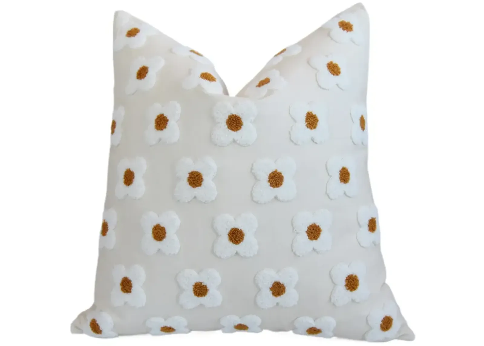 White & Gold Daisy Flowers Floral Pillow