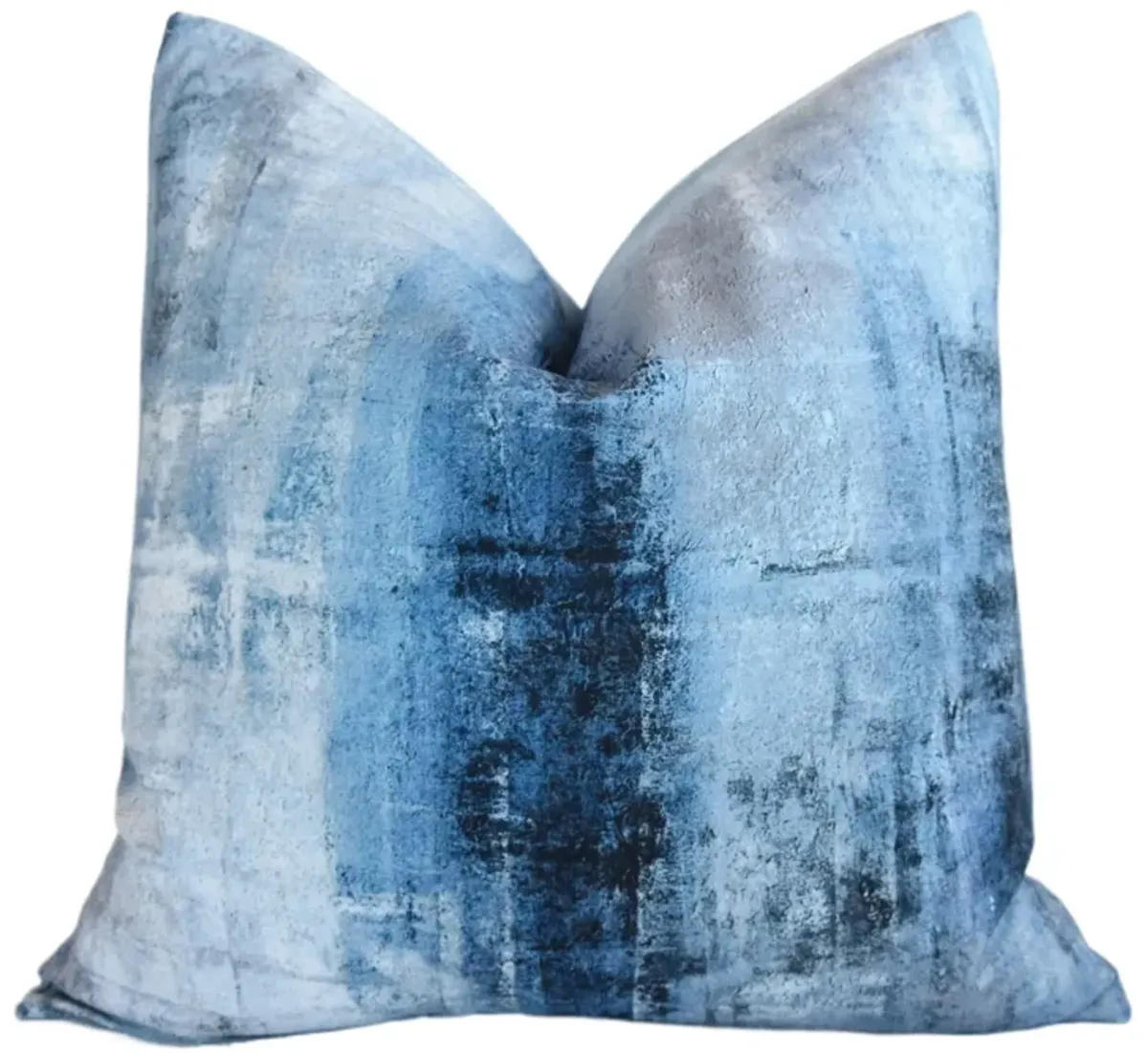 Blue & White Ombre Velvet Pillow