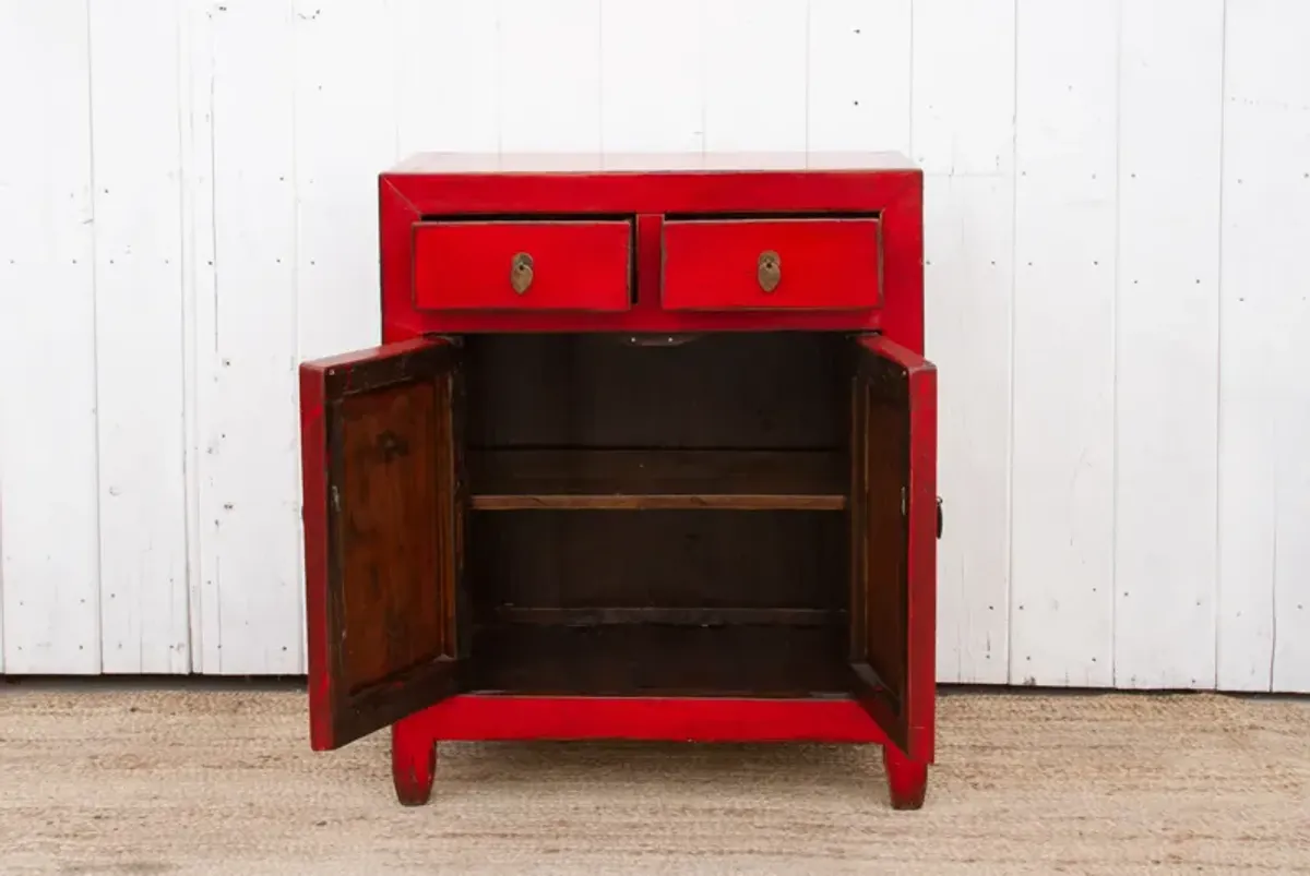 Asian Red Lacquered Buffet Cabinet