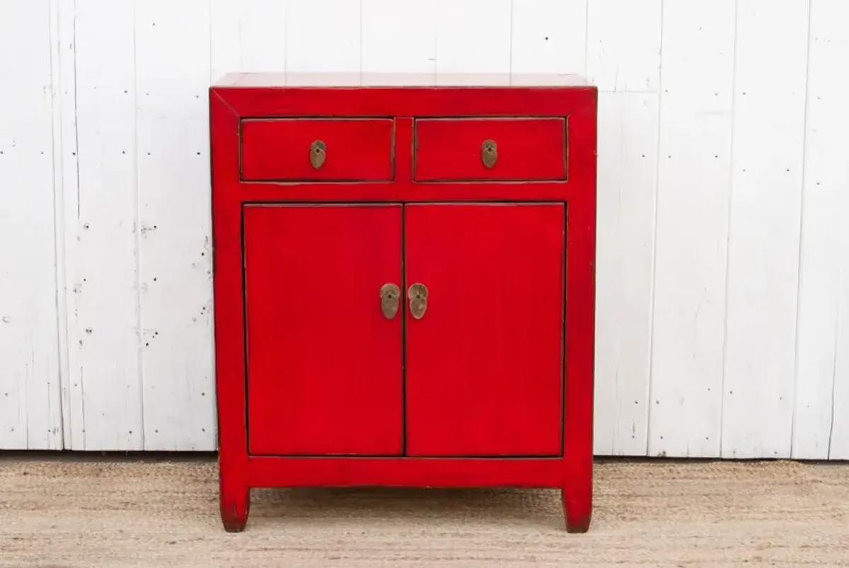 Asian Red Lacquered Buffet Cabinet