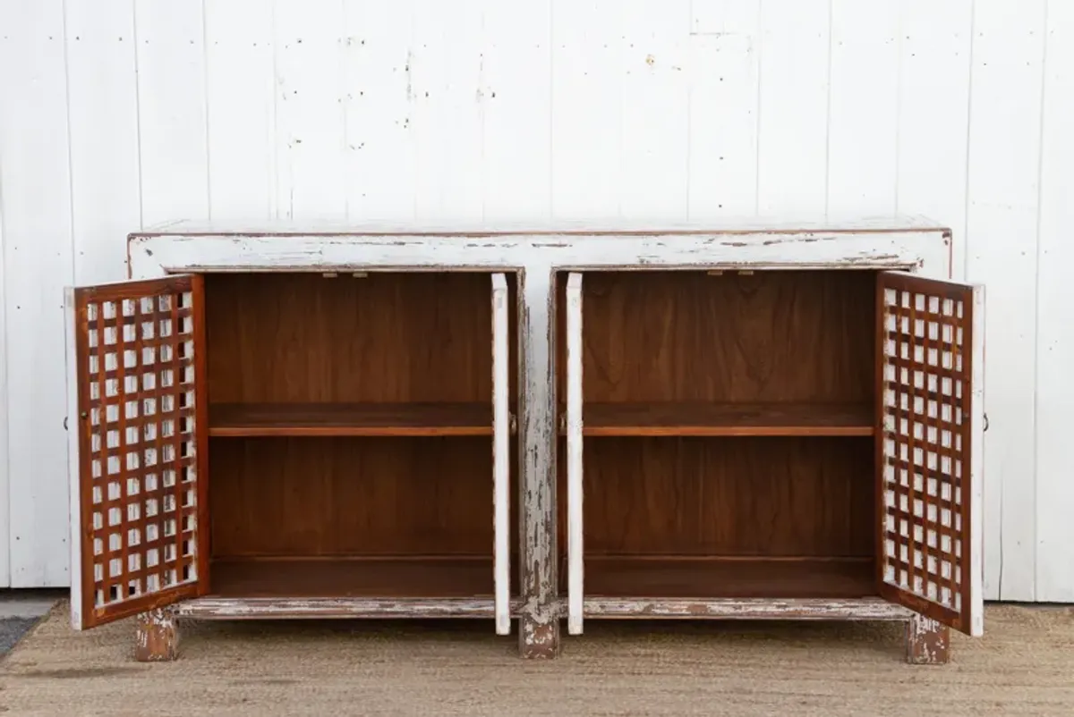 Farmhouse Antique Lattice Sideboard - de-cor