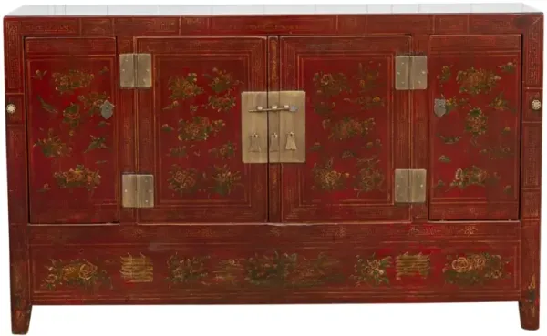 Painted Chinese Floral Credenza