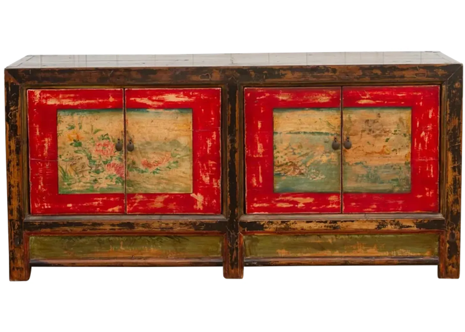 Old Wood Mongolian Painted Sideboard