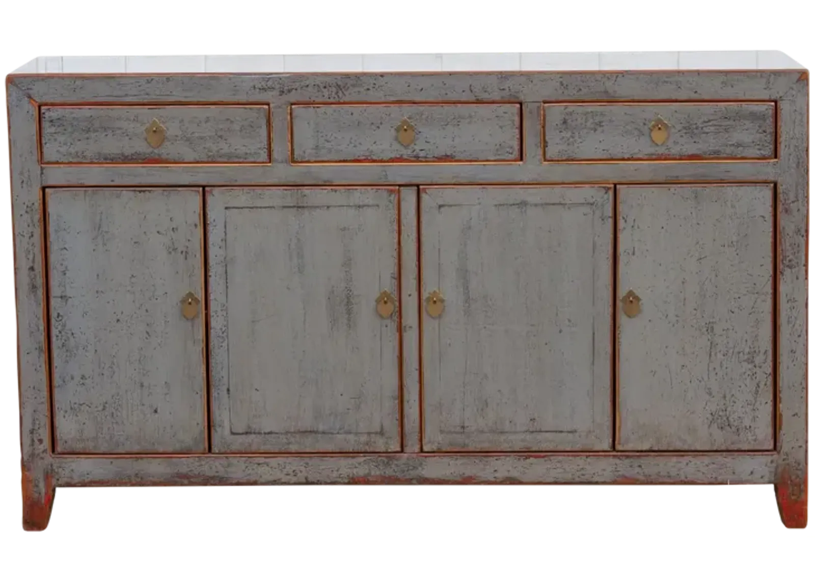 Gray Shadow Lacquered Asian Credenza