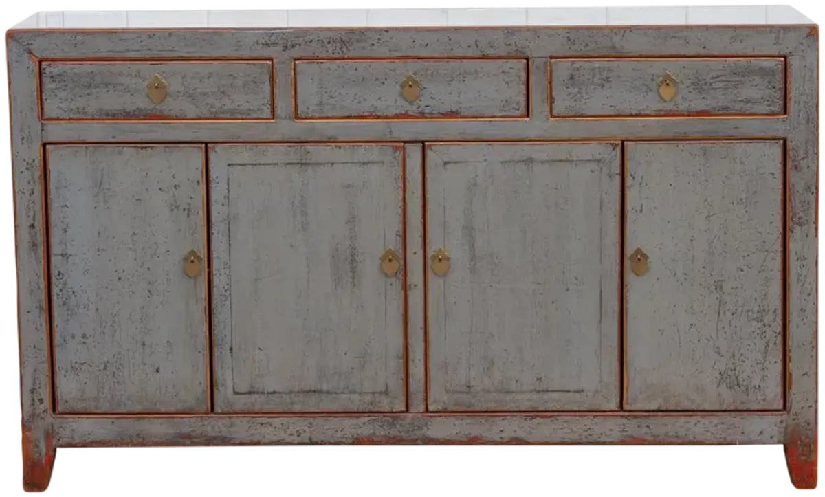 Gray Shadow Lacquered Asian Credenza