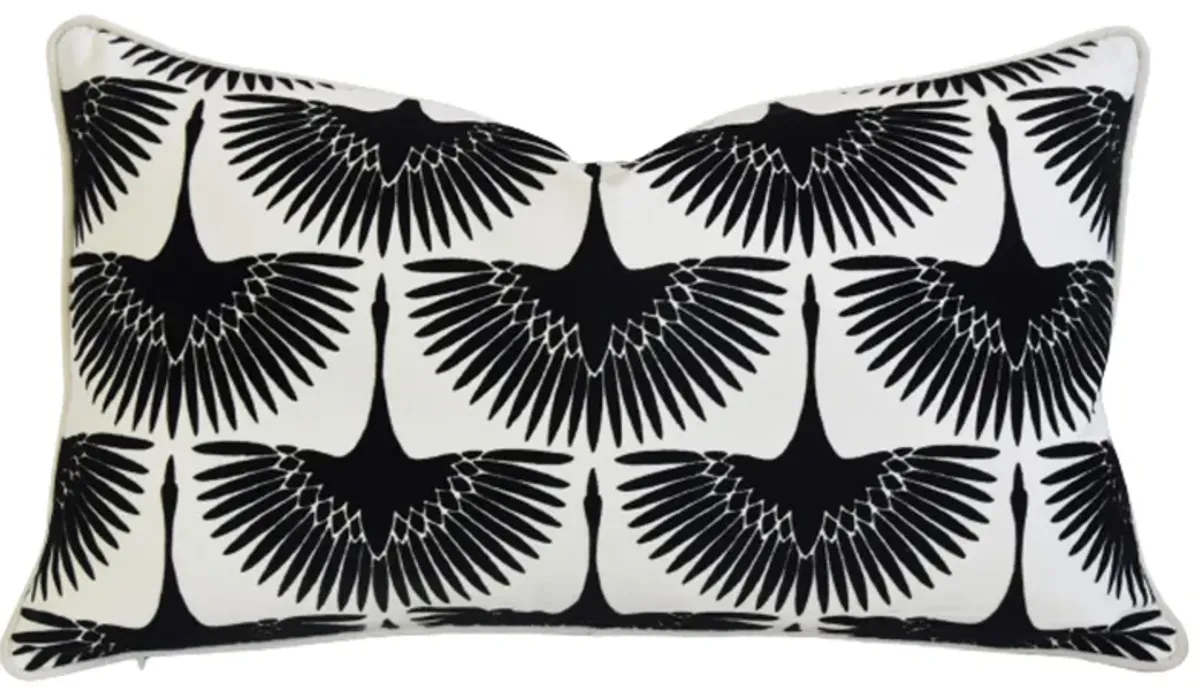 Black Geese Bird in Flight Velvet Pillow