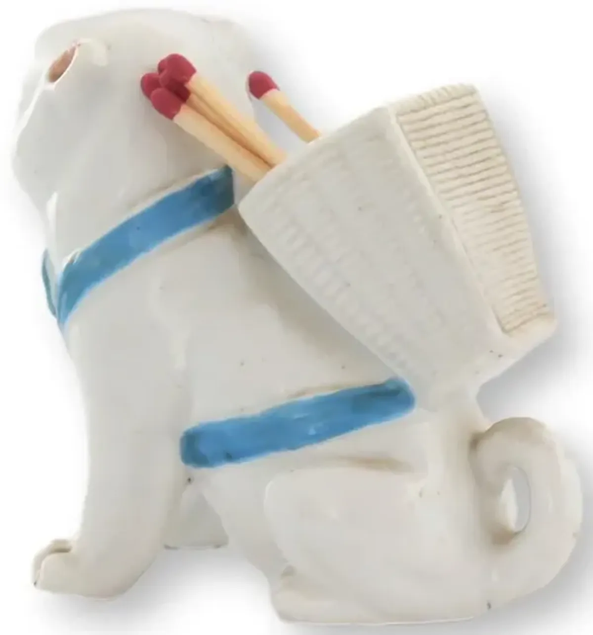 Porcelain Pug Match Holder w/Striker