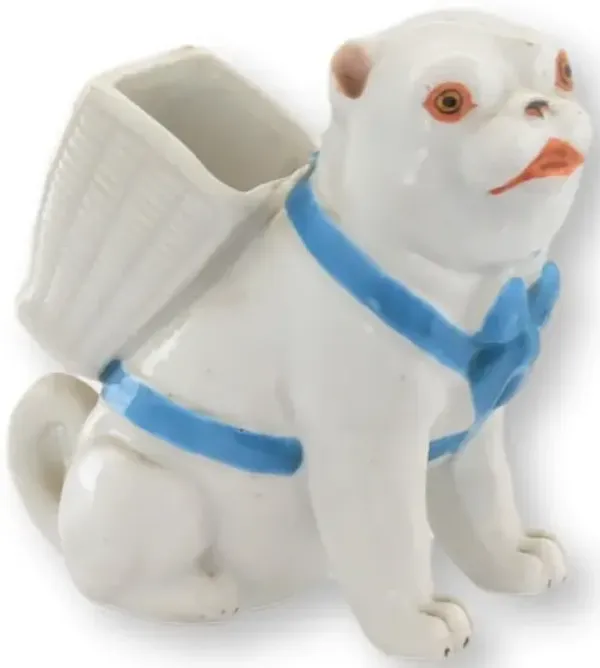 Porcelain Pug Match Holder w/Striker - Rose Victoria - blue