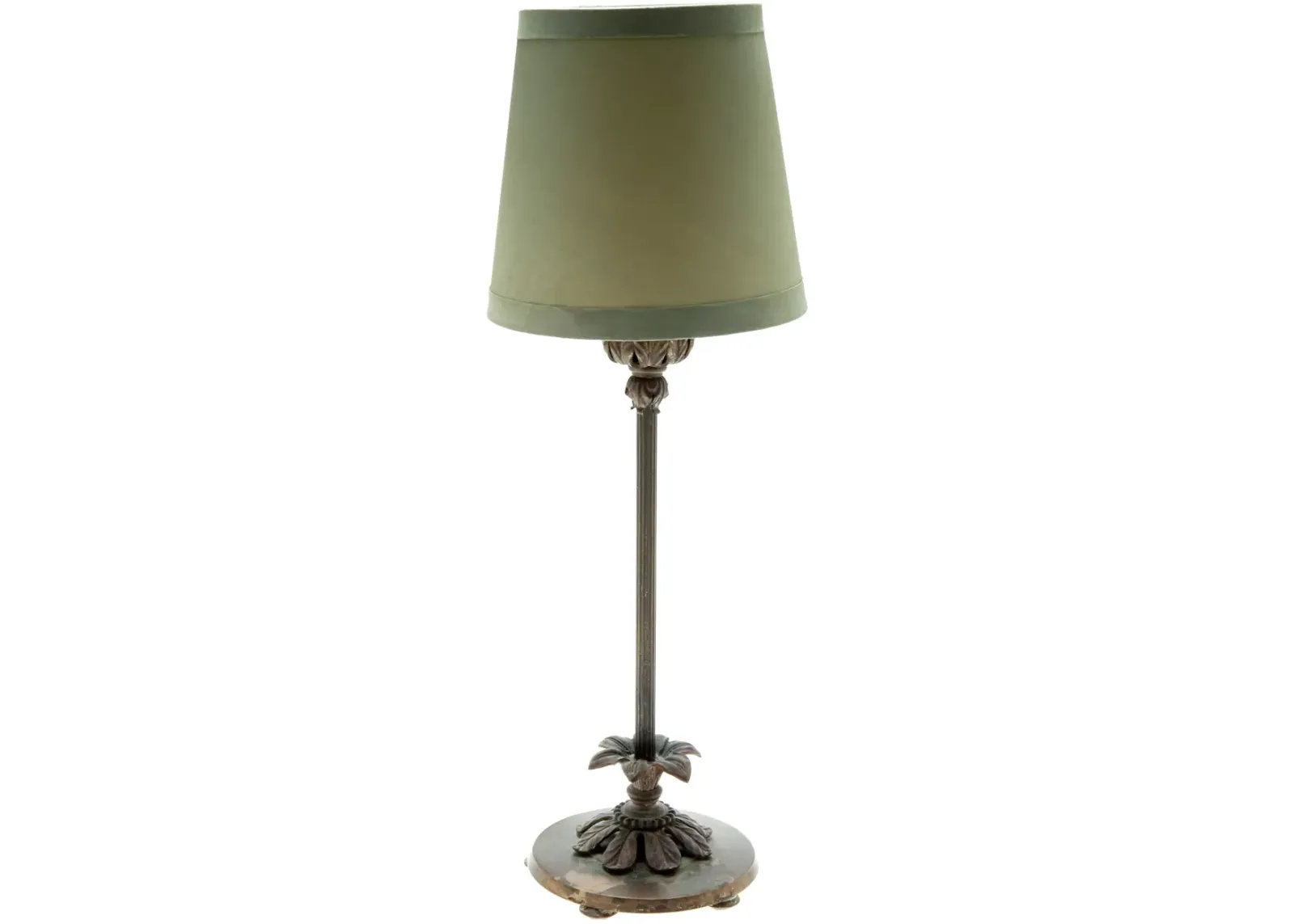 Candlestick Table Lamp W/Green Shade