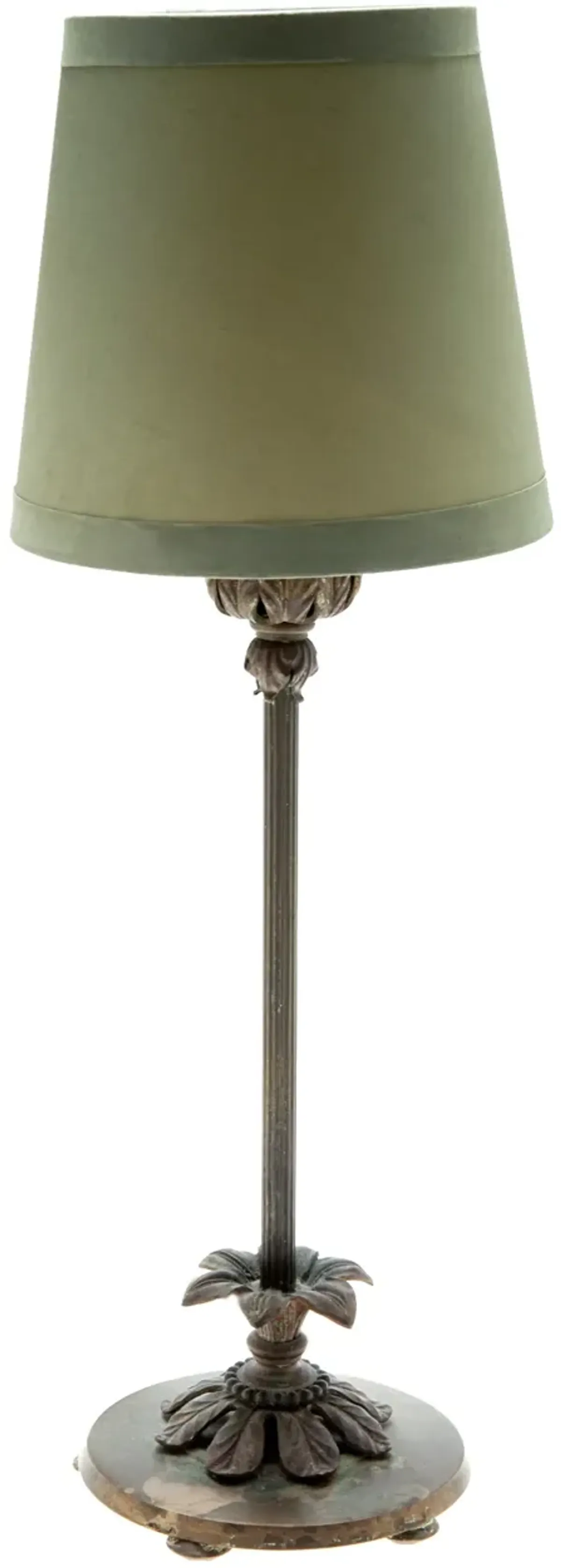 Candlestick Table Lamp W/Green Shade