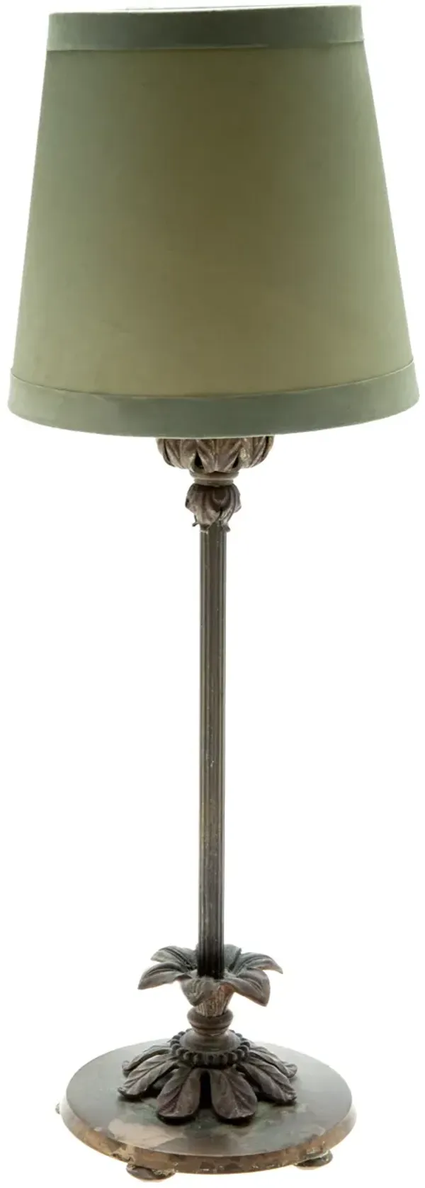 Candlestick Table Lamp W/Green Shade - Fleur de Lex Antiques