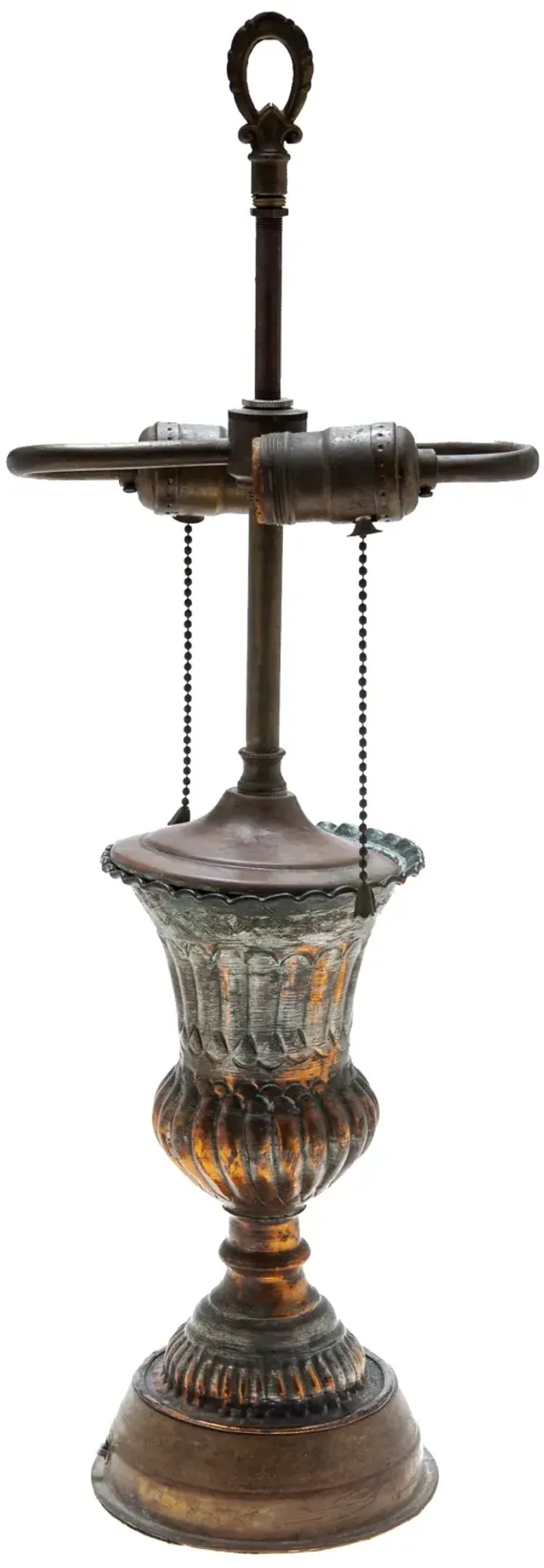 Copper Trophy Urn Lamp/Dual Sockets - Fleur de Lex Antiques - Brown