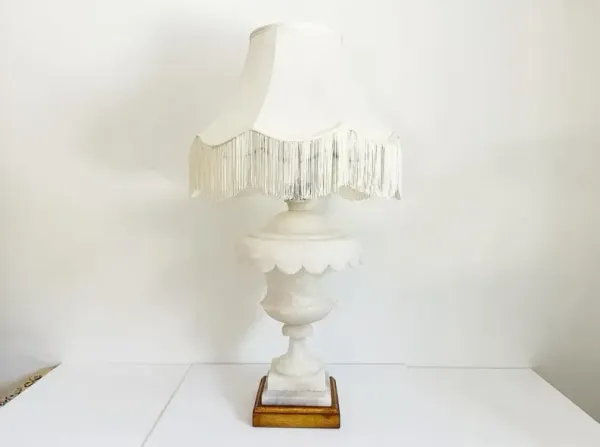 1950s Italian Alabaster Urn Lamp w/Shade