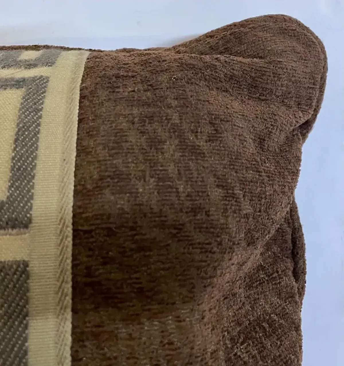 Greek Key Ribbon Brown Lumbar Pillow