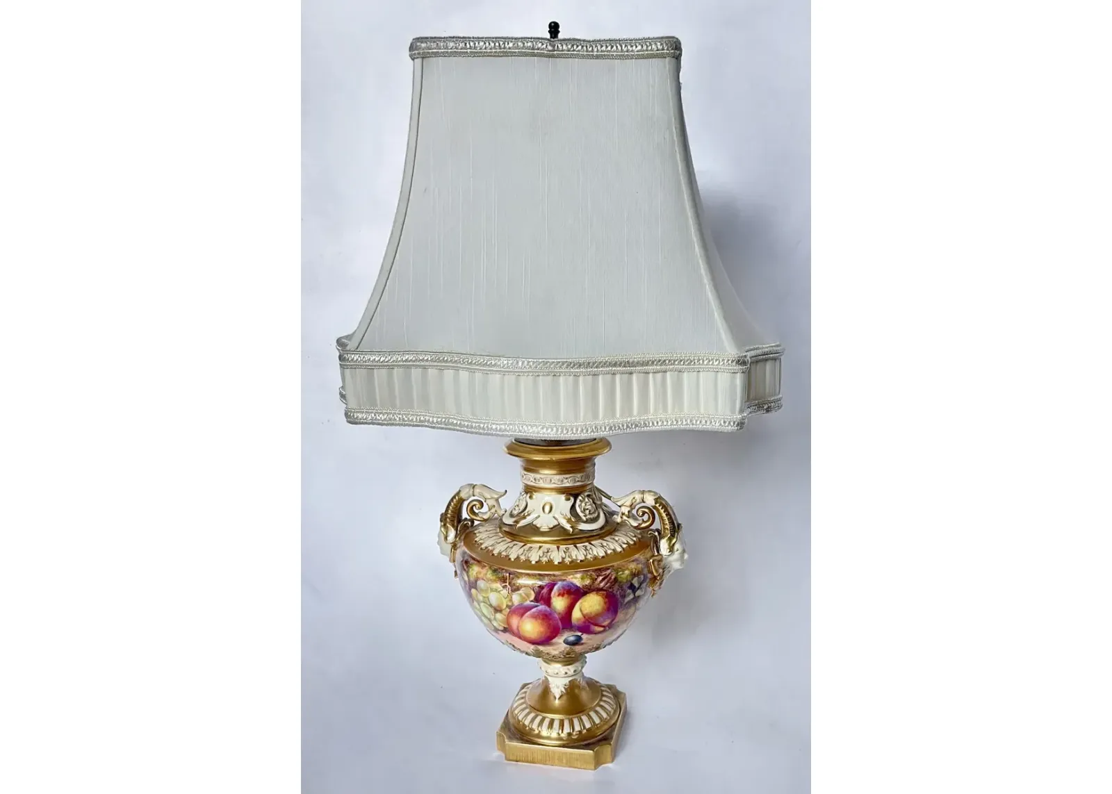 Royal Worcester Fruit/Caryatid Urn Lamp