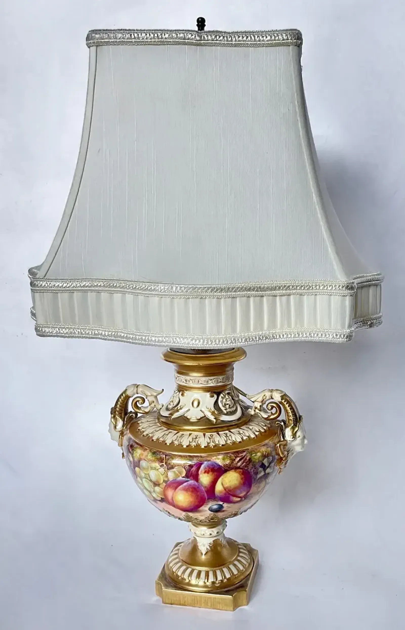 Royal Worcester Fruit/Caryatid Urn Lamp