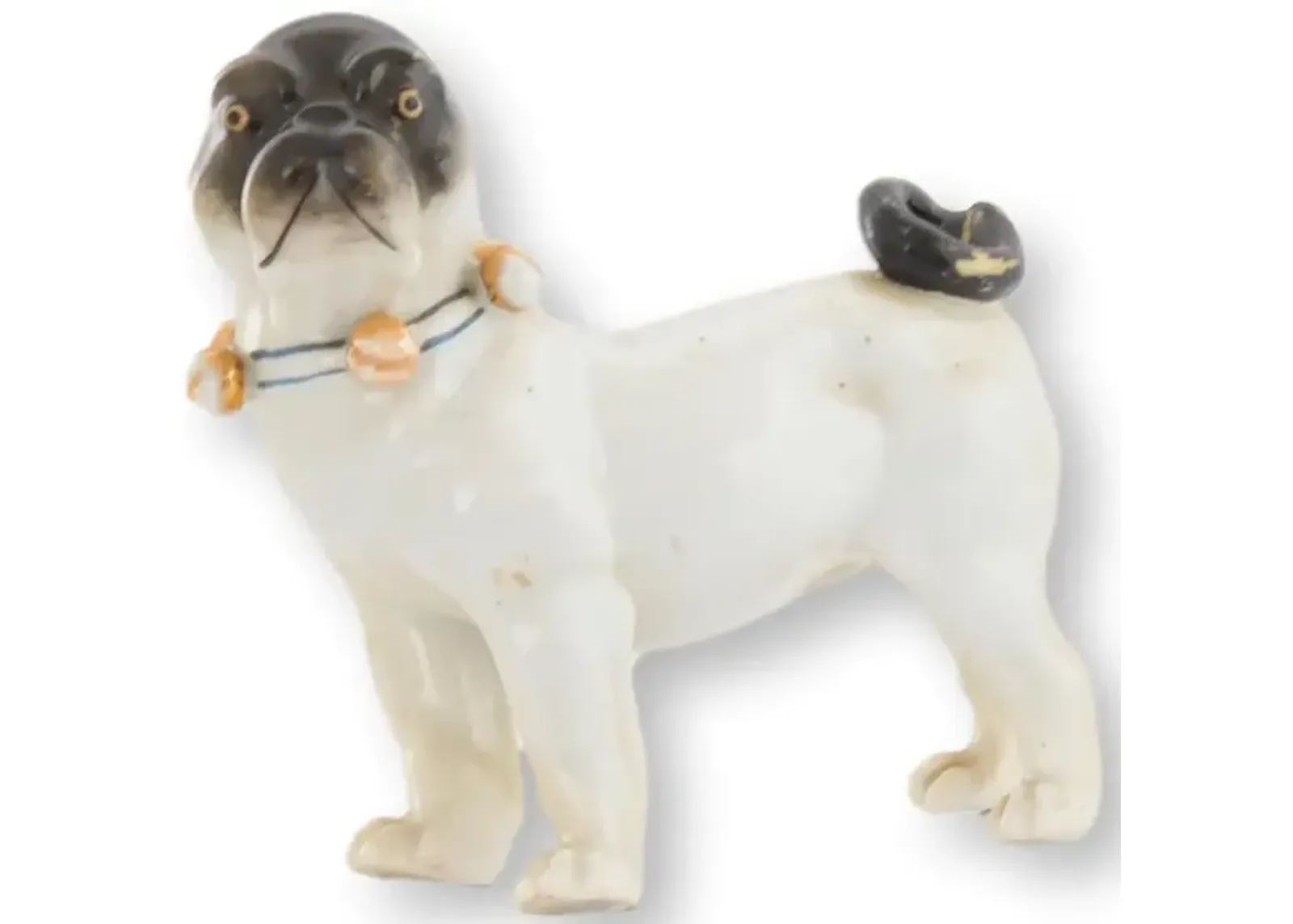 Antique Dresden Porceelain Pug Dog