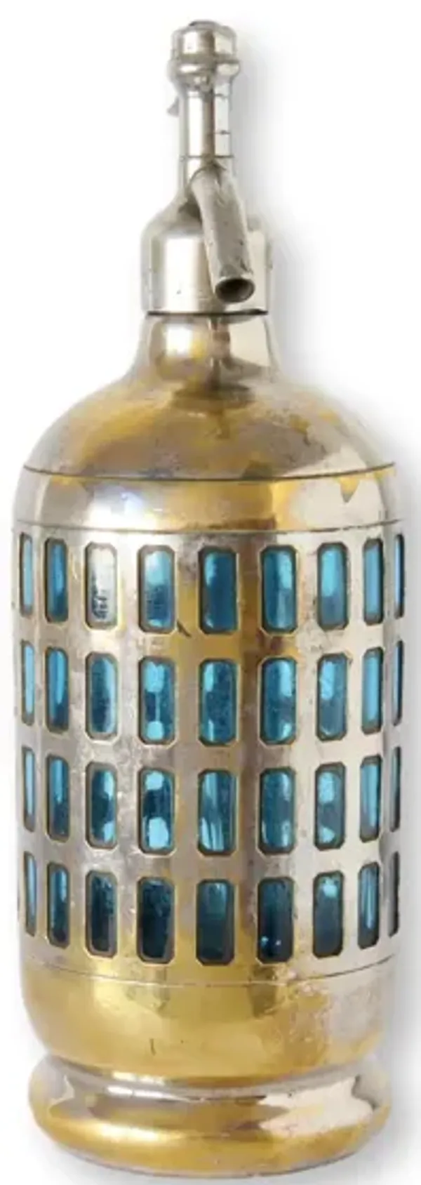 Paris Bistro Metal Cased Seltzer Bottle - New England Mercantile - Blue