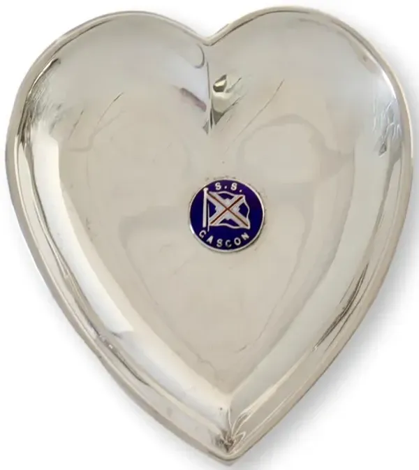 Antique S.S. Gascon Heart Shaped Dish - The Queens Landing - Silver