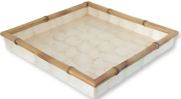 Capiz Shell & Bamboo Tray - The Queens Landing - beige