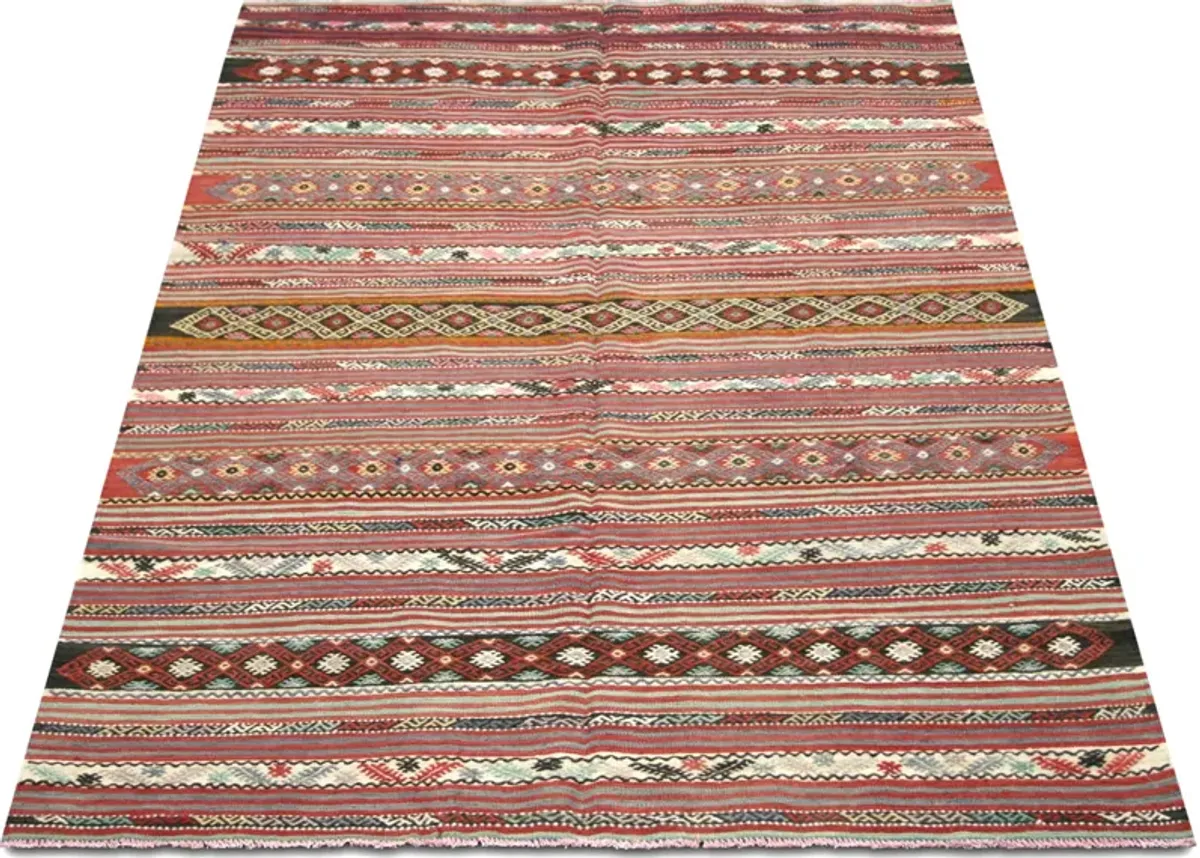 1960s Turkish Kilim - 5'7" x 8'3" - Handcrafted