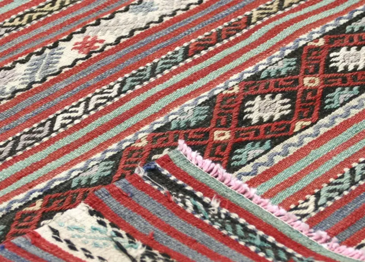 1960s Turkish Kilim - 5'7" x 8'3" - Handcrafted