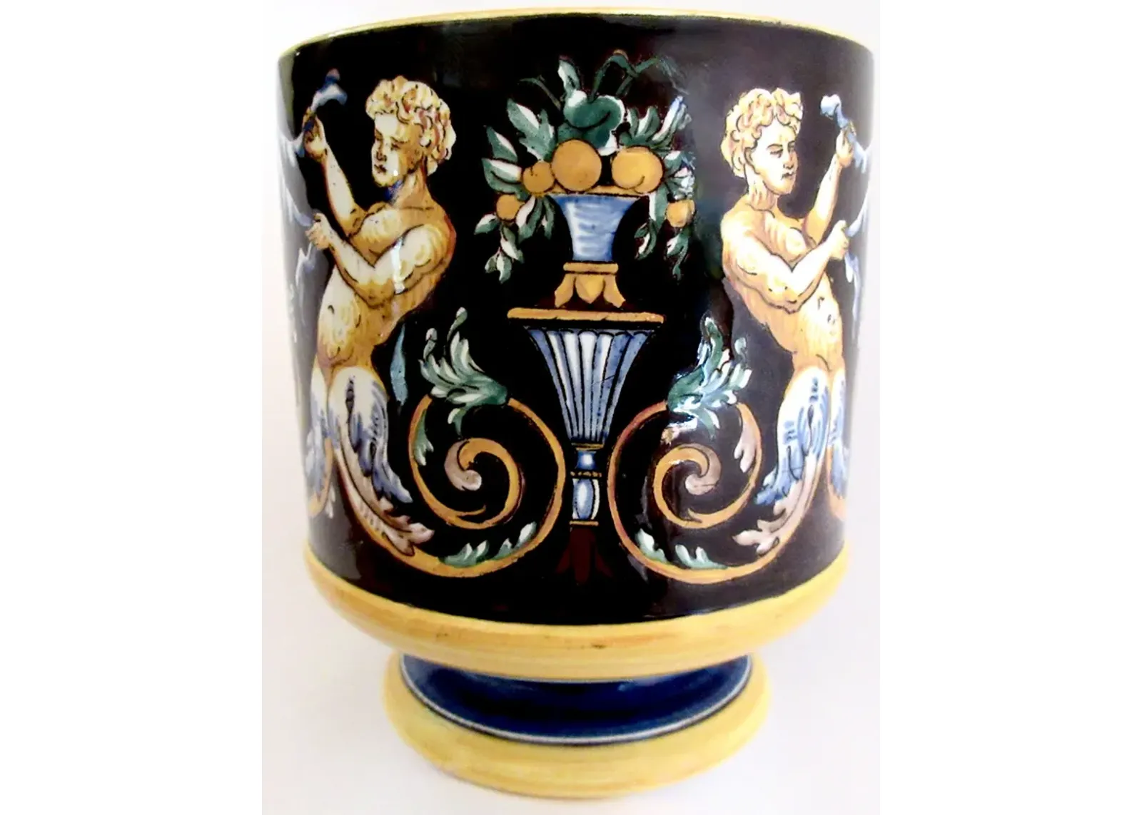 Gien French Faience Pedestal Cachepot