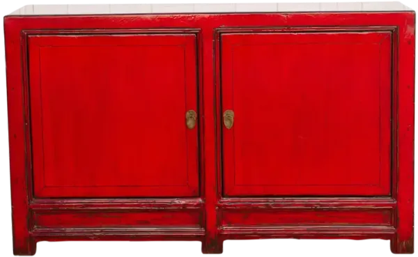 Asian Poppy Red Painted Cabinet - de-cor