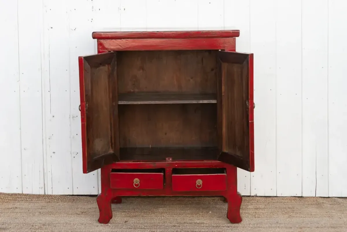 Tall Painted Red Ming Cabinet