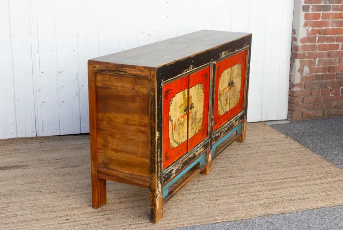 Four Door Hand Painted Mongolian Cabinet