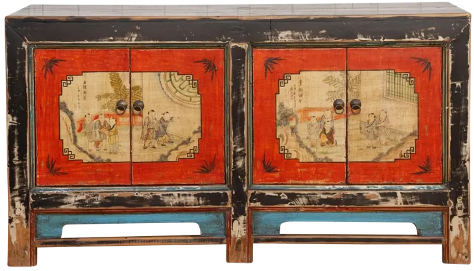 Four Door Hand Painted Mongolian Cabinet