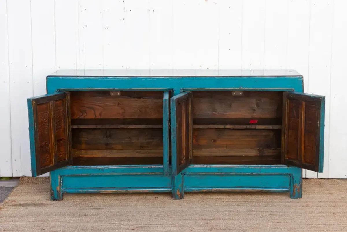 Long Azure Blue Chinese Sideboard