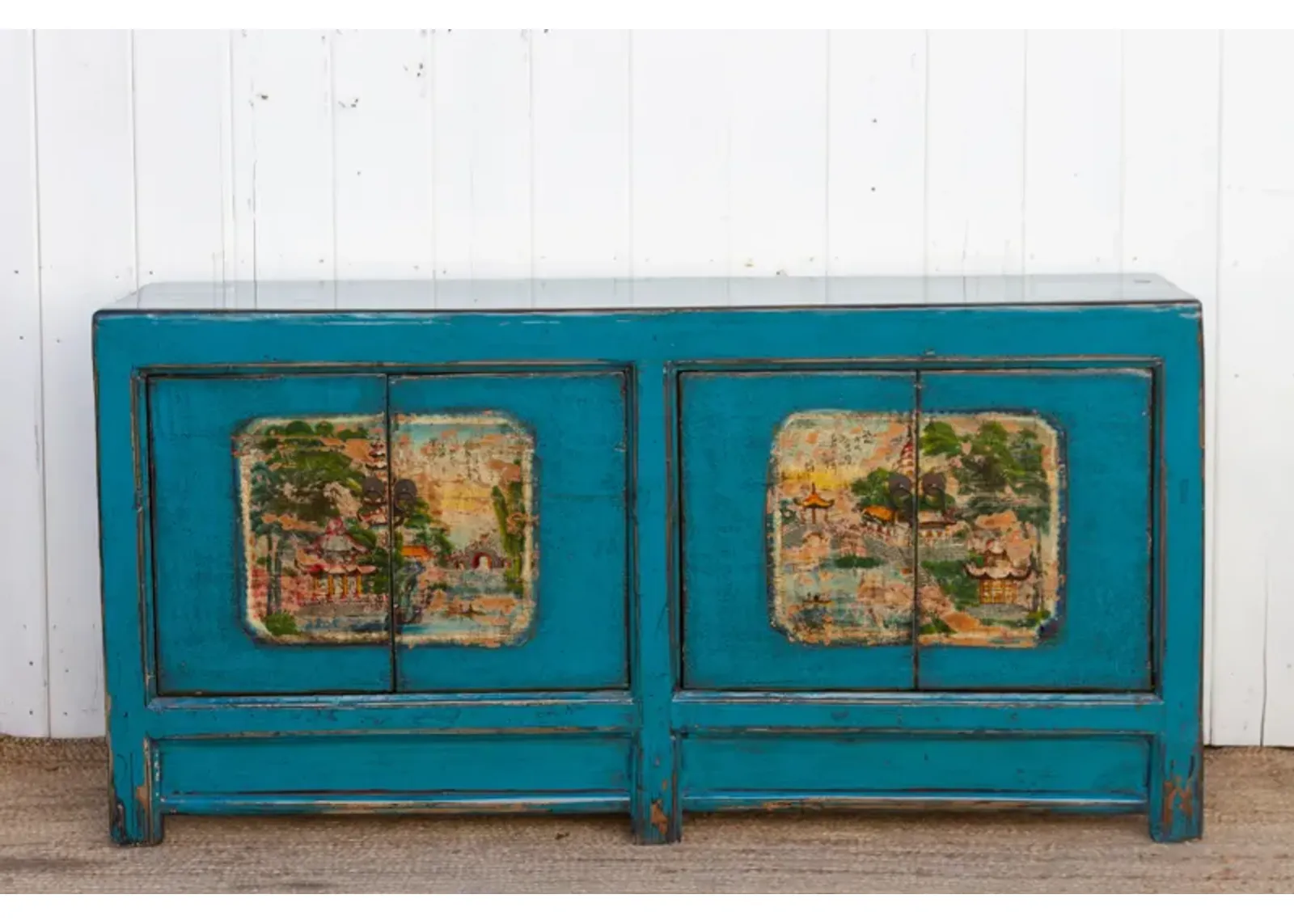 Long Azure Blue Chinese Sideboard