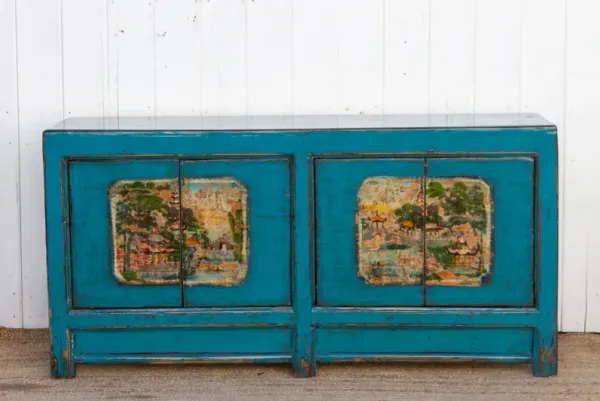 Long Azure Blue Chinese Sideboard - de-cor