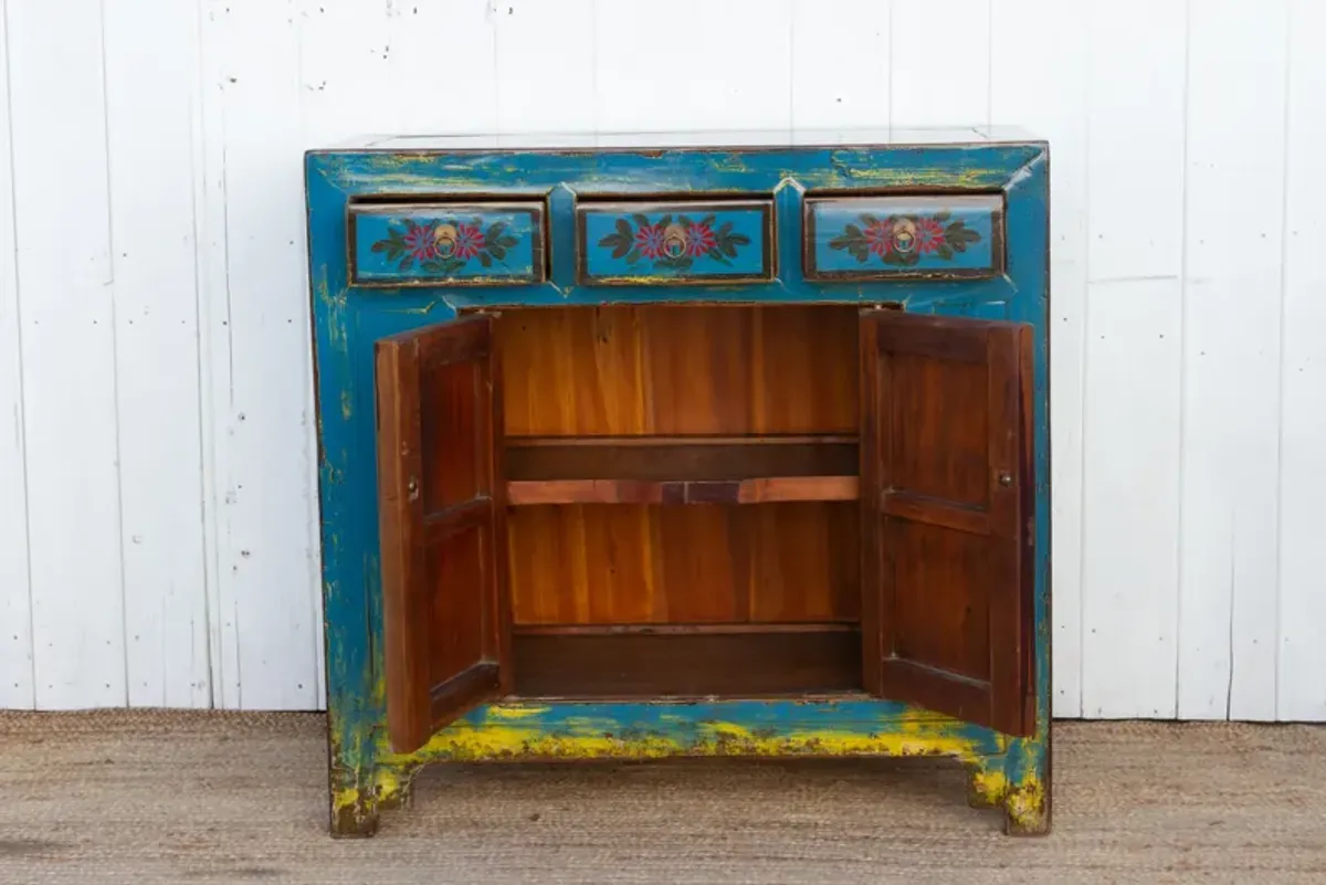 Vibrant Tibetan Floral Cabinet