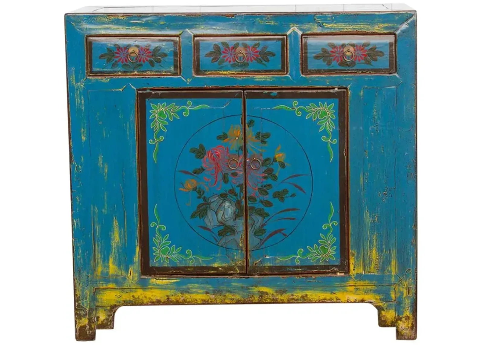 Vibrant Tibetan Floral Cabinet