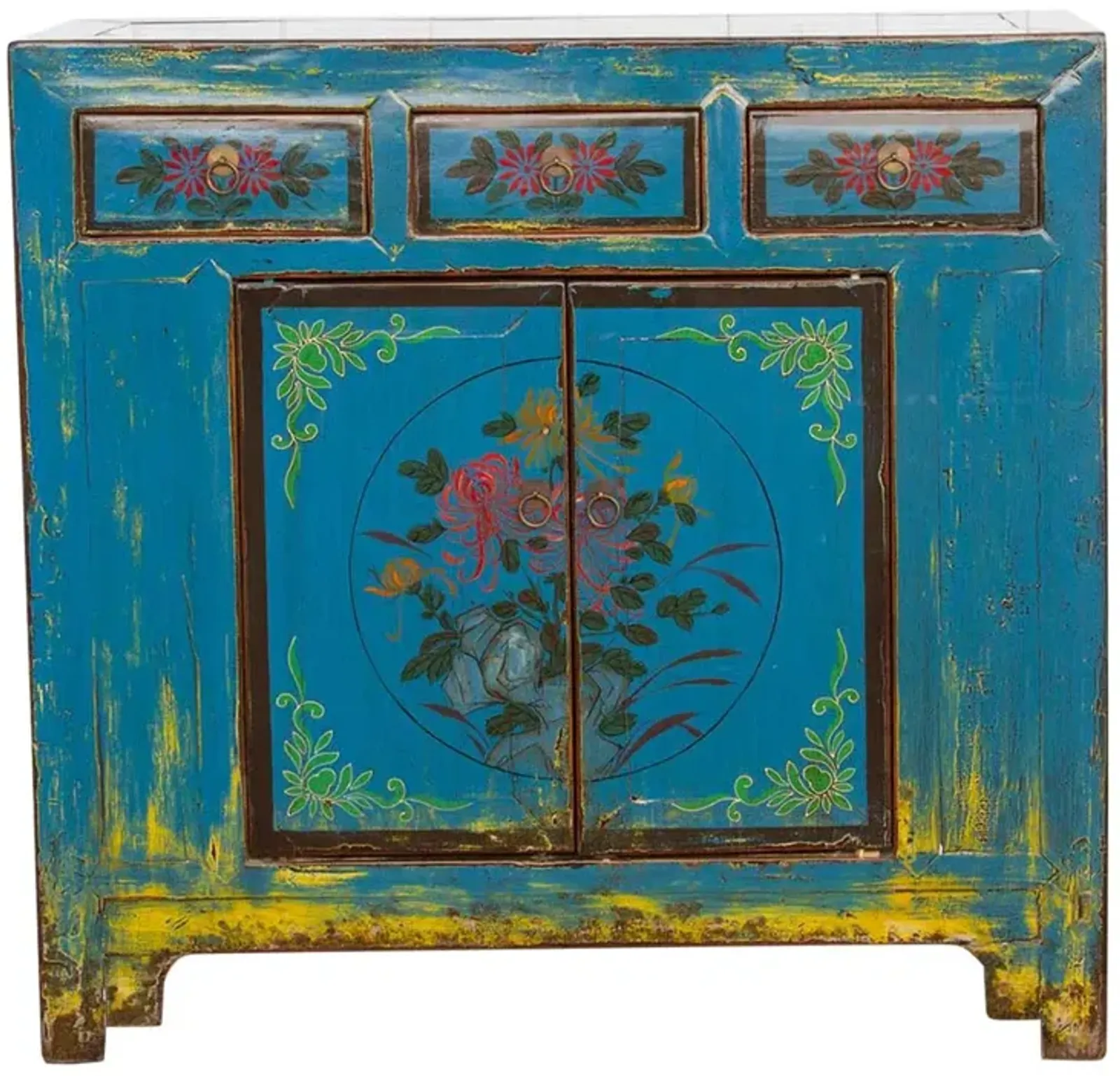 Vibrant Tibetan Floral Cabinet