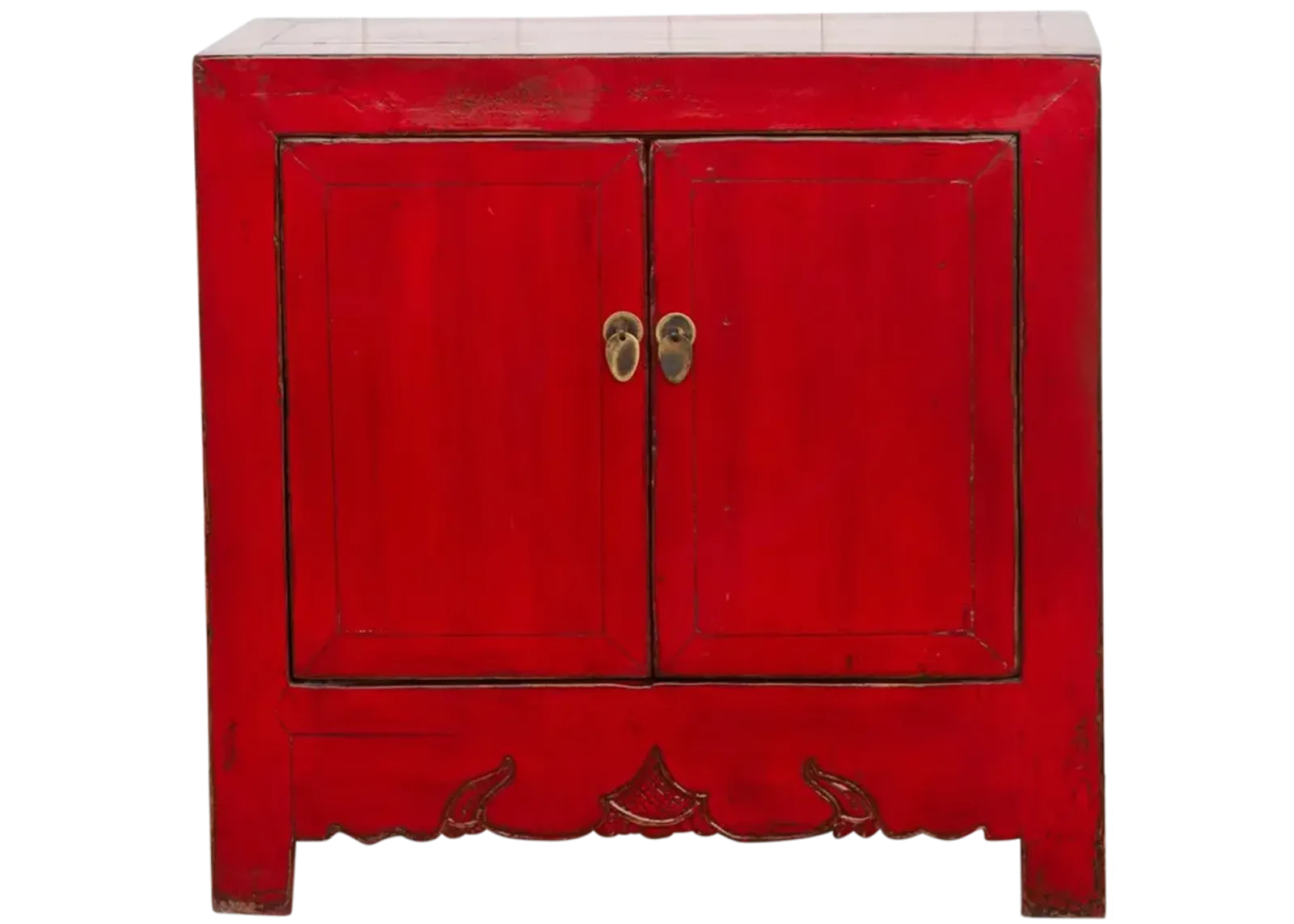 Two Door Ruby Red Chinese Cabinet